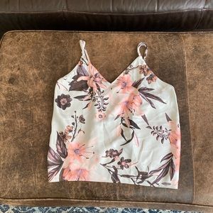 Floral, silk, spaghetti strap, open back top, Victoria Secret, great condition.